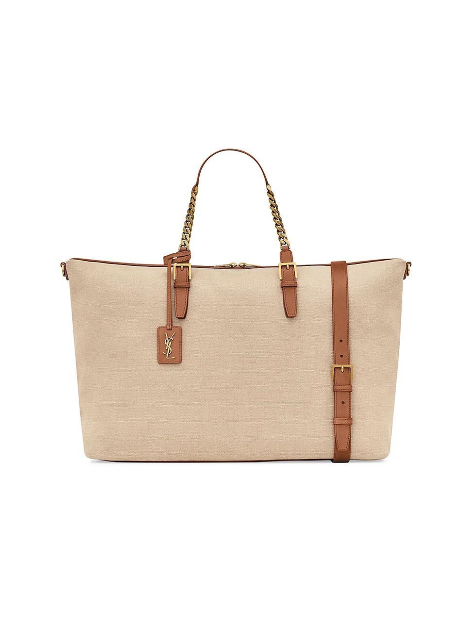 Womens Weekender Travel Bag in Canvas and Vegetable-Tanned Leather Product Image