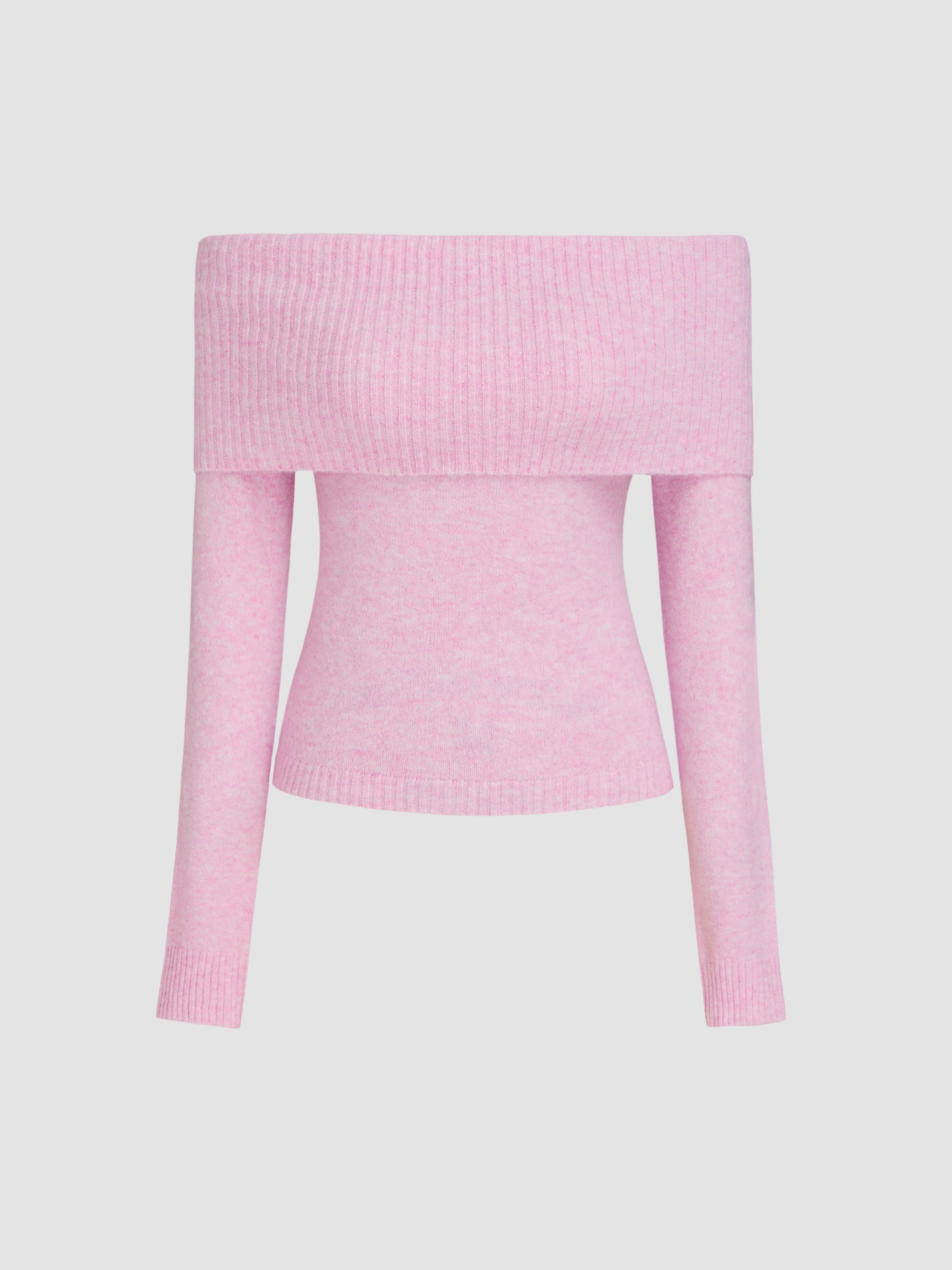 Off-shoulder Knitted Long Sleeve Top Product Image