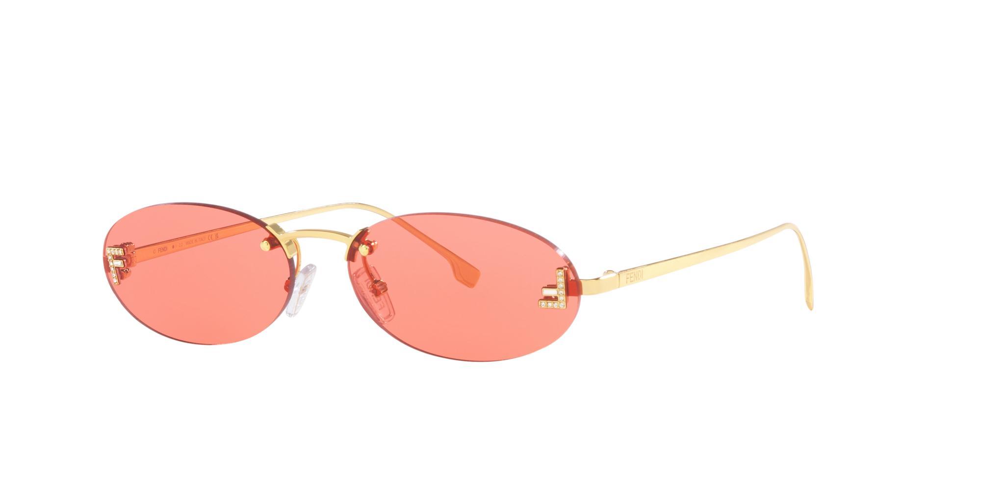 Fendi Embellished FF Oval Metal Sunglasses  - SHINY ENDURA GOLD Product Image