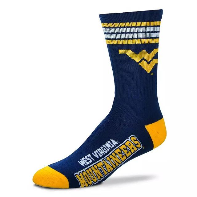 Adult For Bare Feet West Virginia Mountaineers Deuce Striped Crew Socks, Womens Product Image