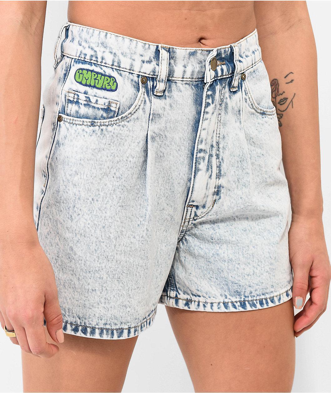 Empyre Tori Blue Pleated Denim Skate Shorts Product Image