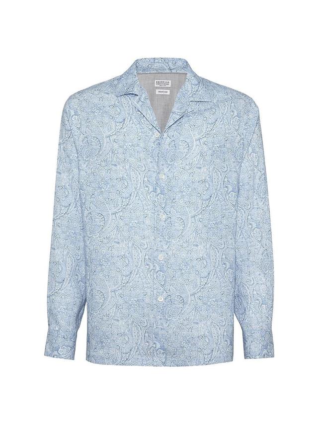 Mens Paisley Flower Linen Easy Fit Shirt With Camp Collar Product Image