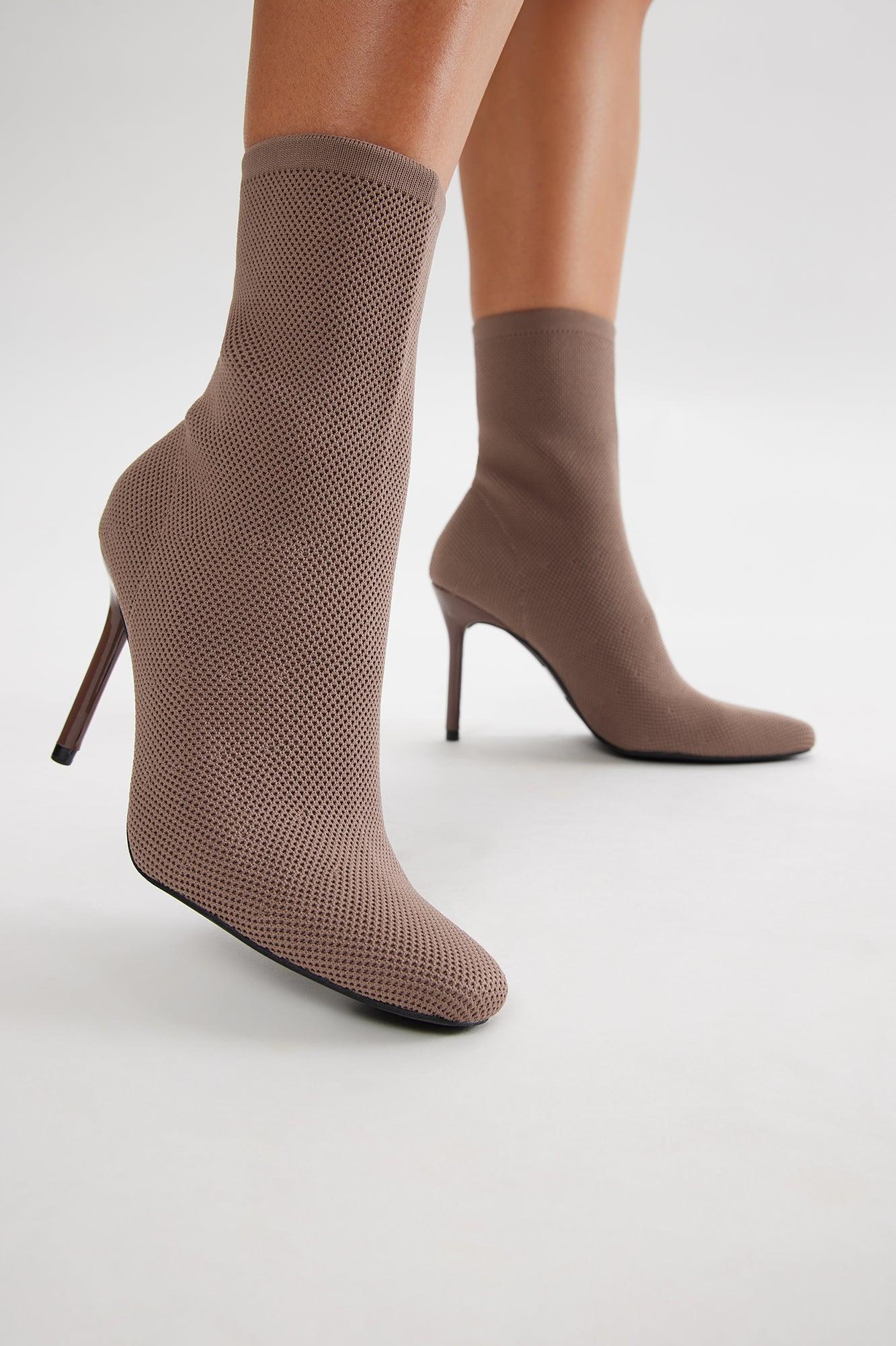 Marnie Knit Booties - Brown Product Image