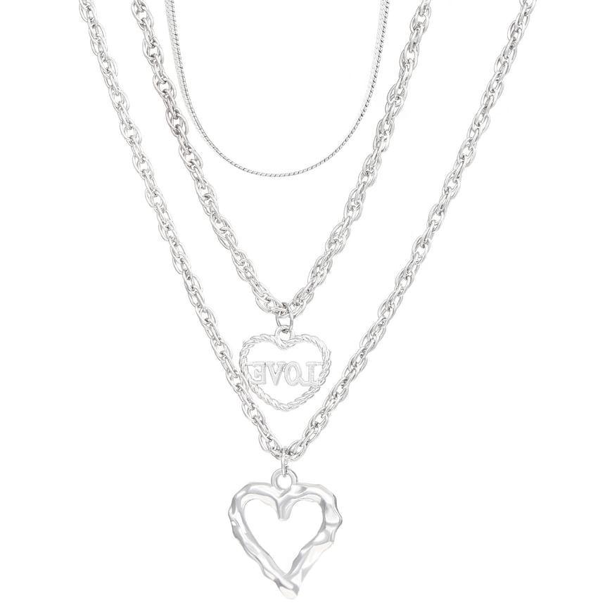 Heart Pendant Layered Alloy Necklace Product Image