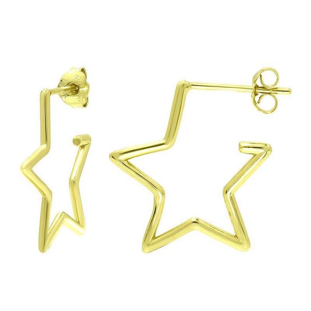 Aleure Precioso Sterling Silver Star Shaped Hoop Earrings, Womens, Gold Tone Product Image