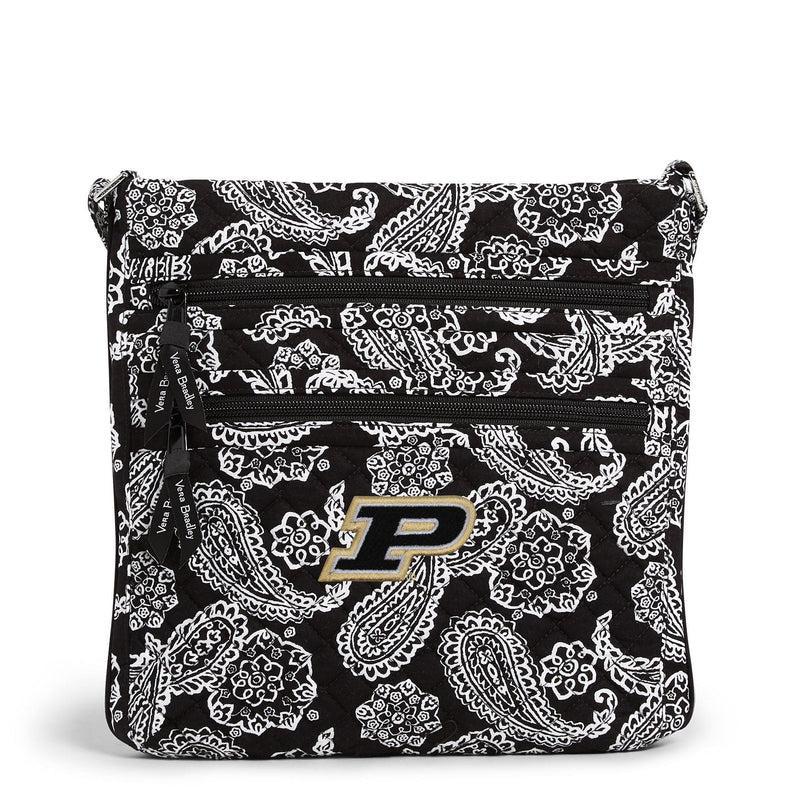 Vera Bradley Collegiate Triple Zip Hipster Crossbody Bag Women in Black/White Bandana with Purdue University Logo Product Image