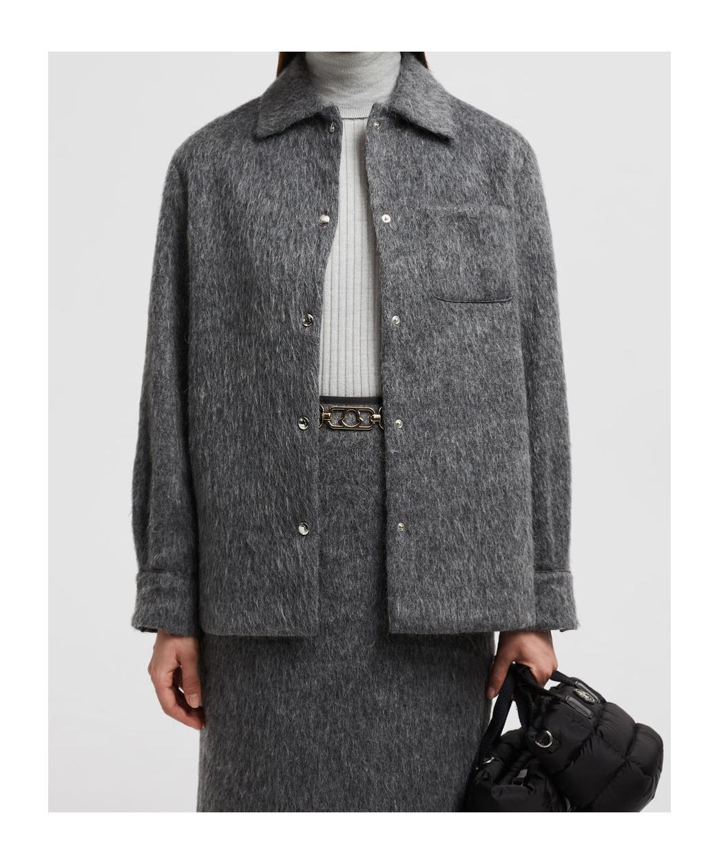 MONCLER Fuzzy Shirt Jacket In Grey Product Image