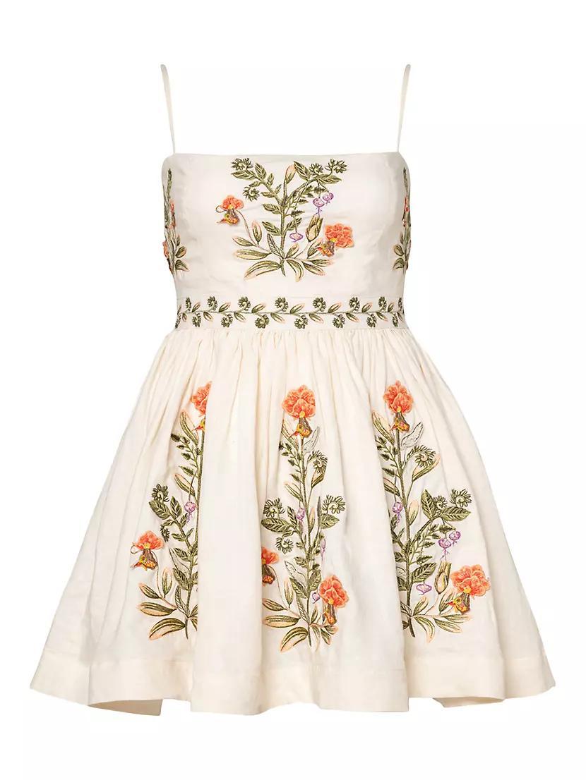 Alma Sapucai Cultivo Floral-Embroidered Linen Minidress Product Image