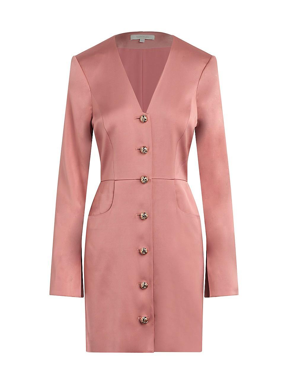 Womens Audrey Satin Long-Sleeve Minidress Product Image