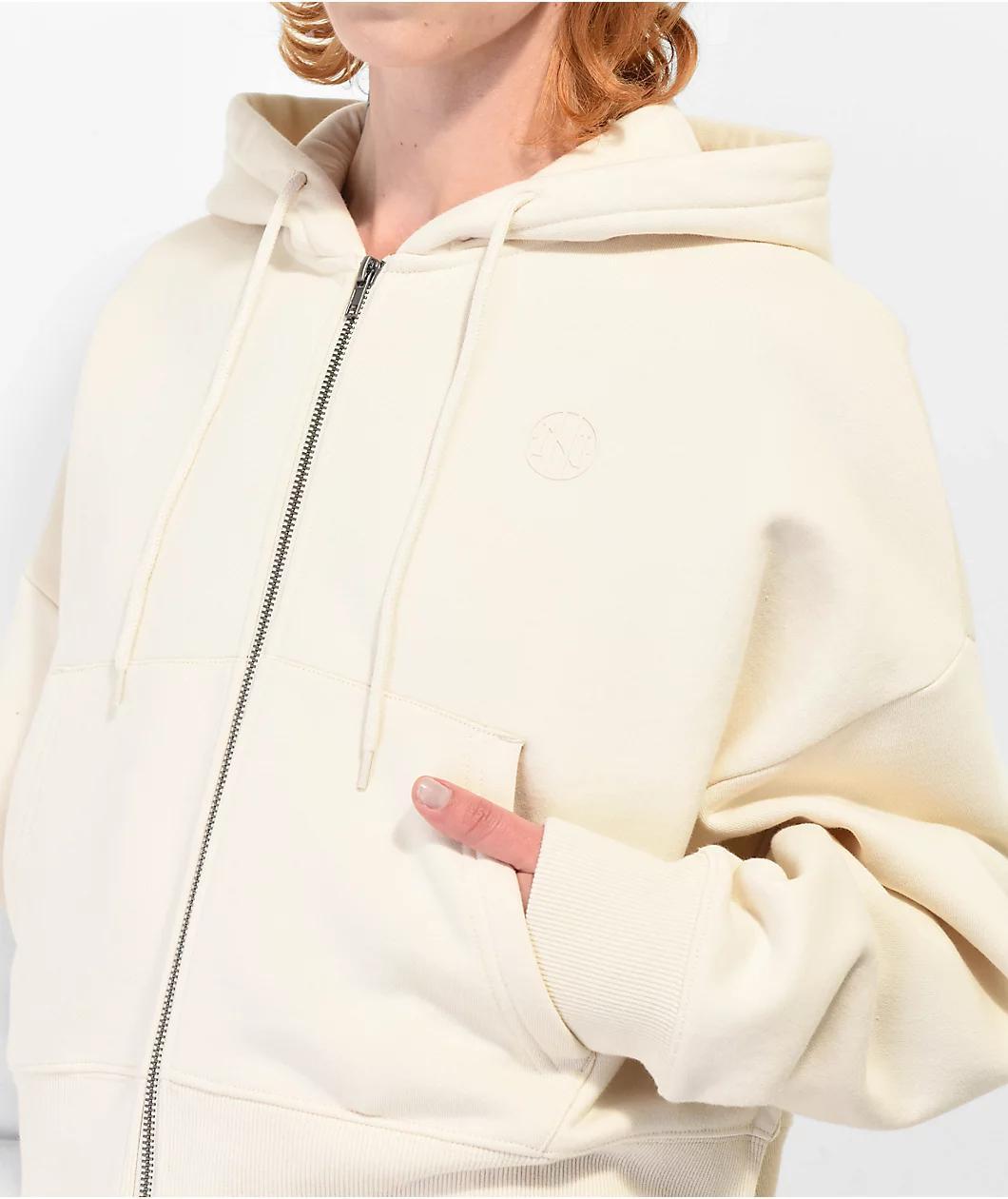 Ninth Hall Fundamentals Zena Birch Boxy Crop Zip Hoodie Product Image