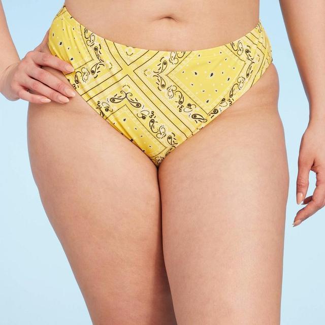 Womens Bandana High Leg Cheeky Bikini Bottom - Wild Fable Yellow Product Image