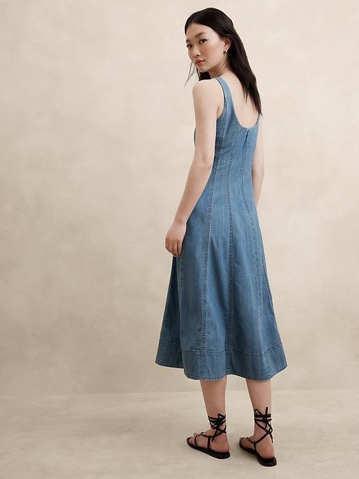 Denim Seamed Midi Dress Product Image