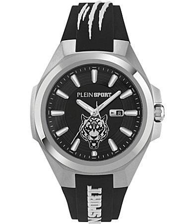 Plein Sport Mens Tigermaster Three Hand Date Quartz Black Silicone 47MM - Black Product Image