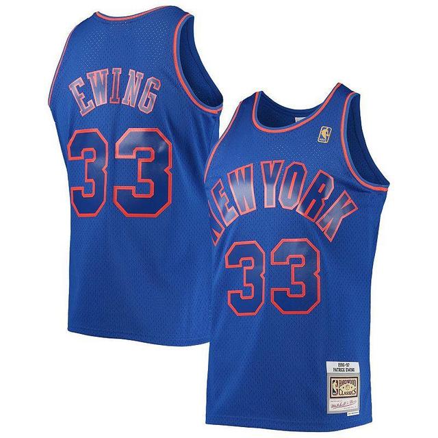 Mens Mitchell & Ness Patrick Ewing Blue New York Knicks 1996/97 Hardwood Classics Swingman Jersey Product Image