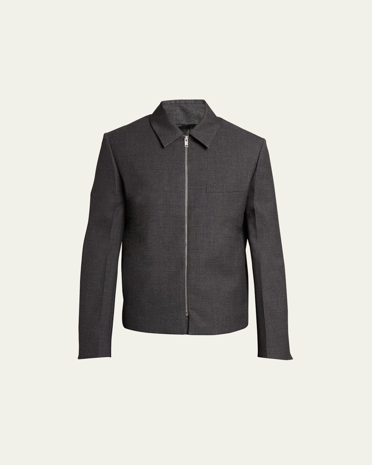 Mens Structured Wool Zip Jacket Product Image