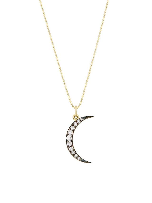 Womens Luna 18K Yellow Gold & Diamond Pendant Necklace Product Image