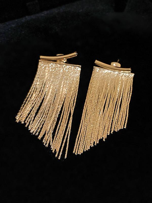 Solid Color Tasseled Eardrop Earrings Accessories Product Image