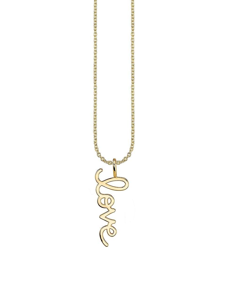 Womens Pure 14K Yellow Gold Large Love Pendant Necklace Product Image