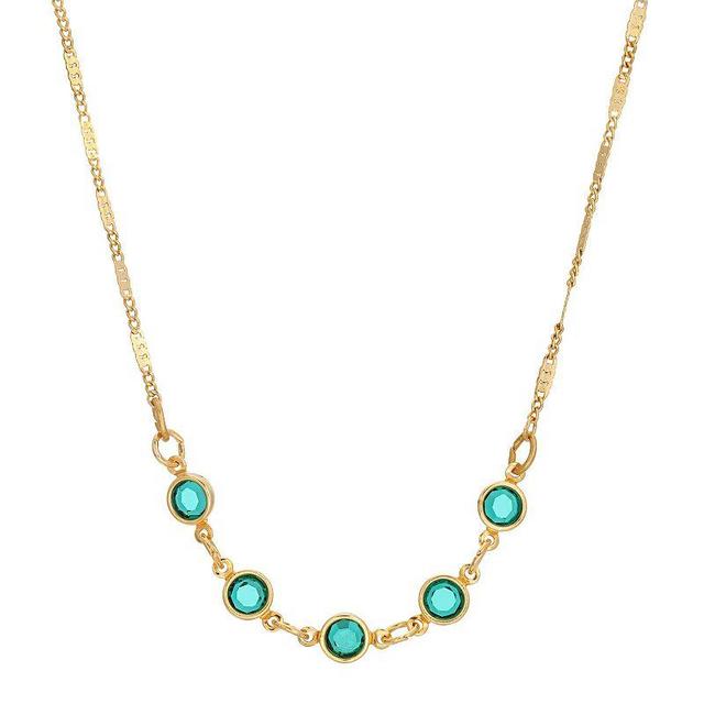 1928 Gold Tone Petite Green Crystal Necklace, Womens Product Image