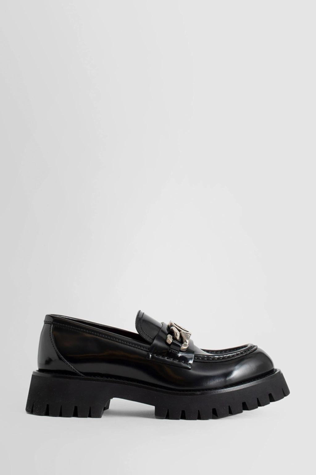 Logo-chain Leather Loafers In Black product image