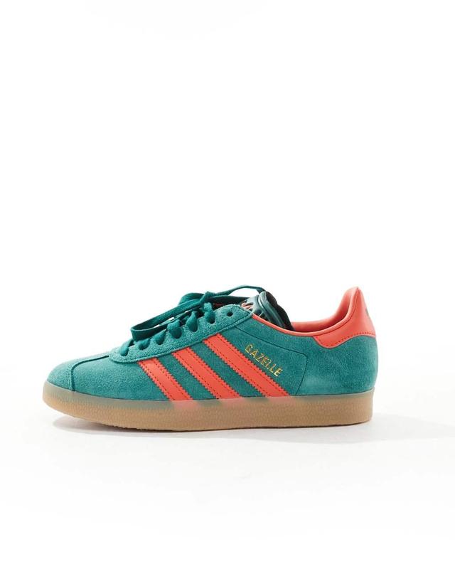 adidas Originals Gazelle sneakers in green and red Product Image