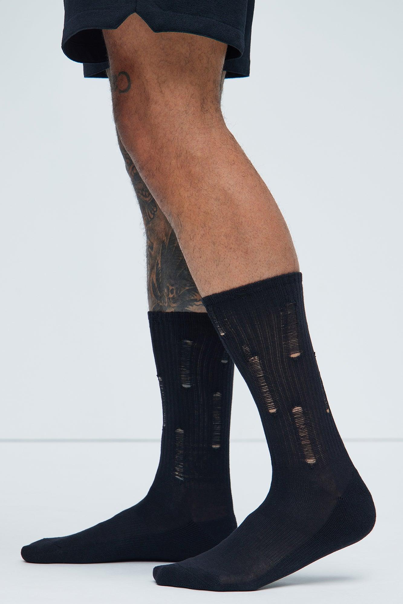 Distressed Details Sock - Black Product Image