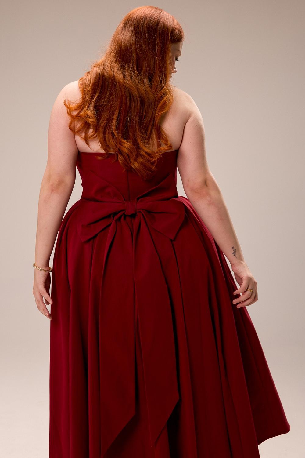 Pandora Berry Strapless Detachable Bow Midi Dress Product Image