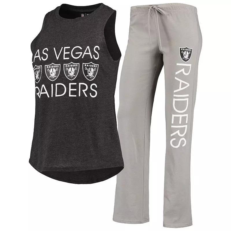 Womens Concepts Sport Black/Gray Las Vegas Raiders Plus Size Meter Tank Top and Pants Sleep Set Product Image