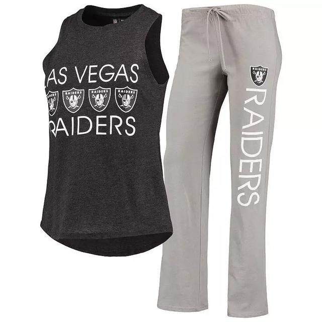 Womens Concepts Sport Black Las Vegas Raiders Plus Size Meter Tank Top and Pants Sleep Set - Black Product Image