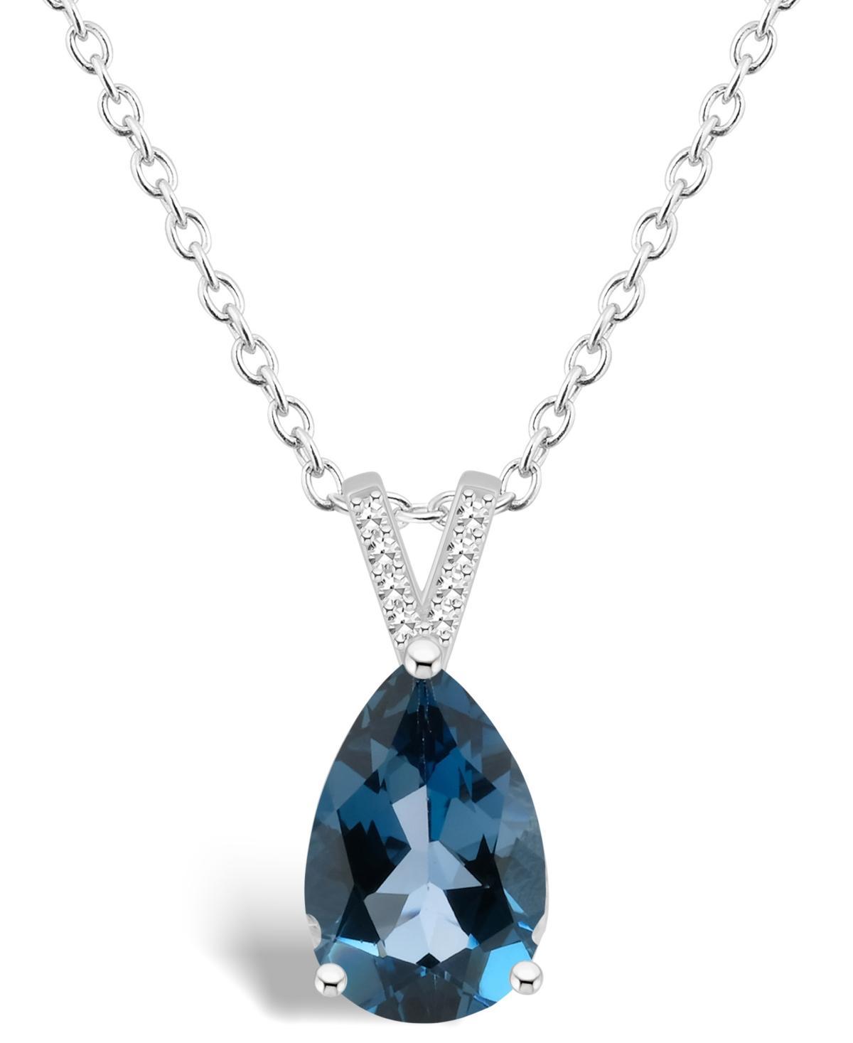 Macys Womens London Blue Topaz (3-2/3 ct.t.w.) and Diamond Accent Pendant Necklace in Sterling Silver Product Image