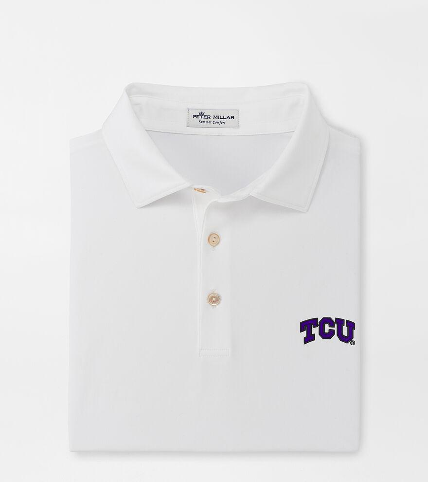 Peter Millar Mens TCU Solid Performance Jersey Polo (Sean Self Collar) | Color: White | Size: 3XL Product Image