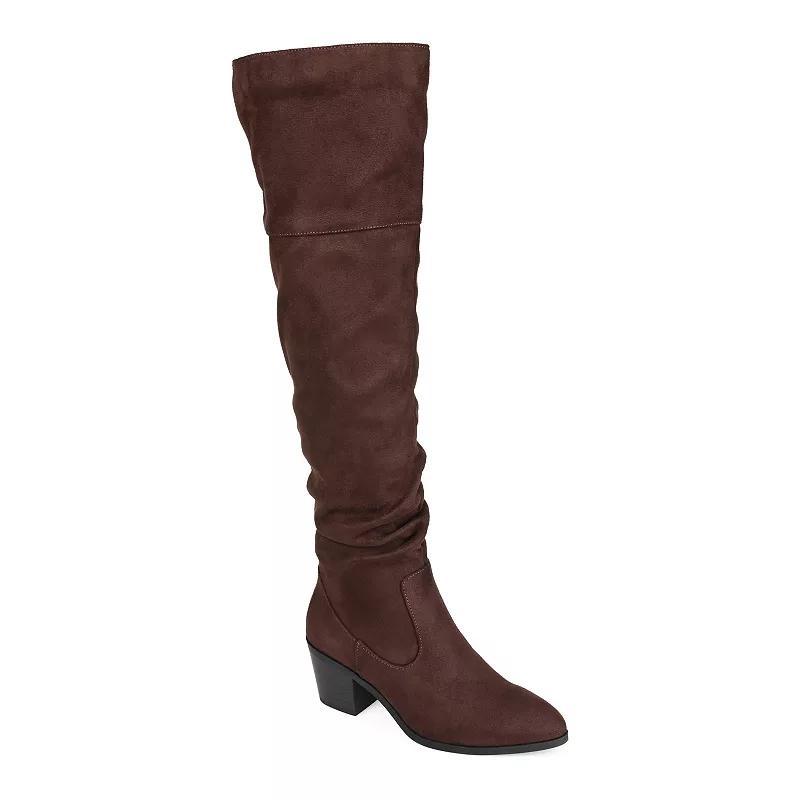 Journee Collection Zivia Womens Slouchy Over-the-Knee Boots Brown Product Image