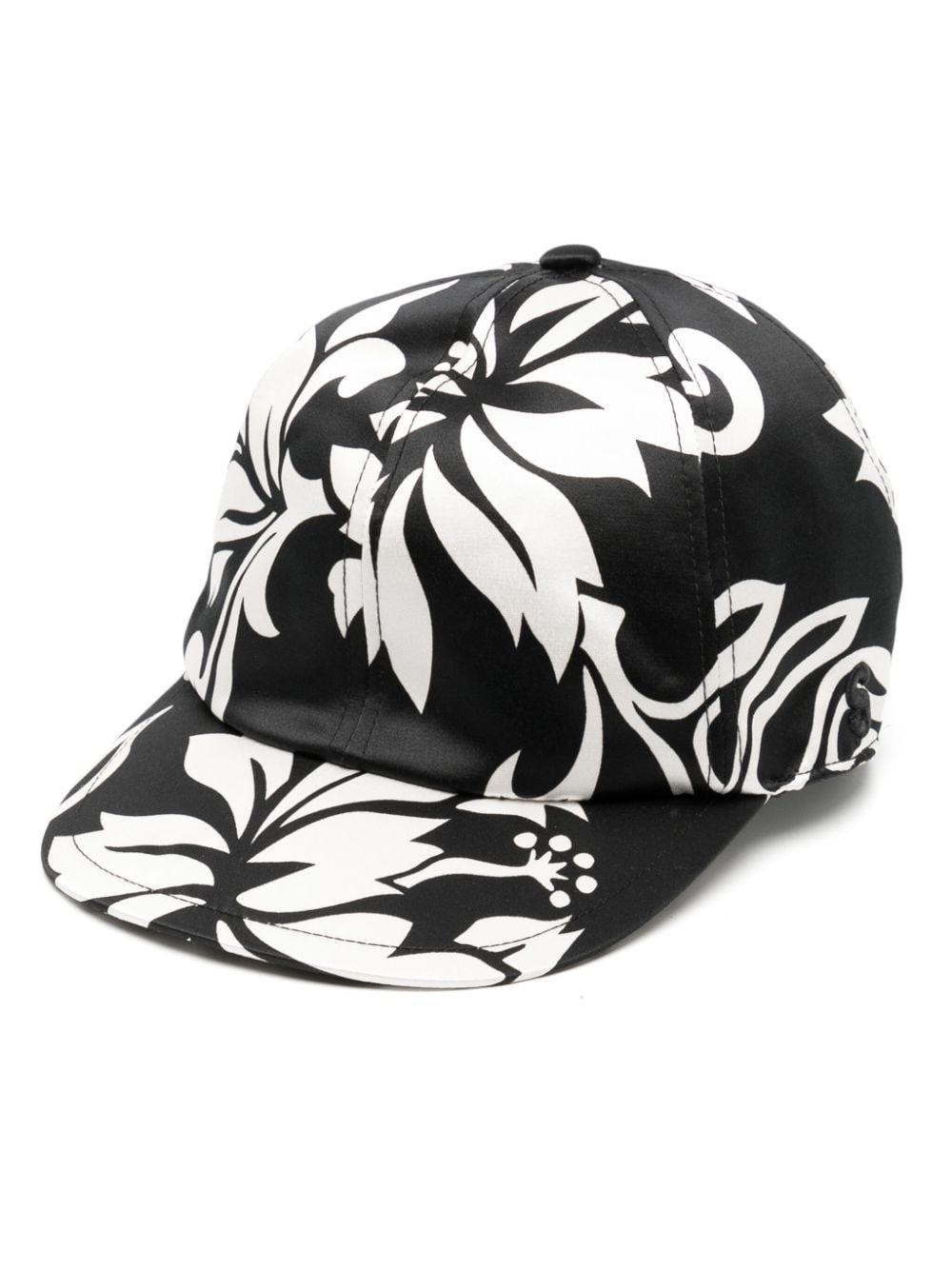 Floral-print Cap In Black Product Image