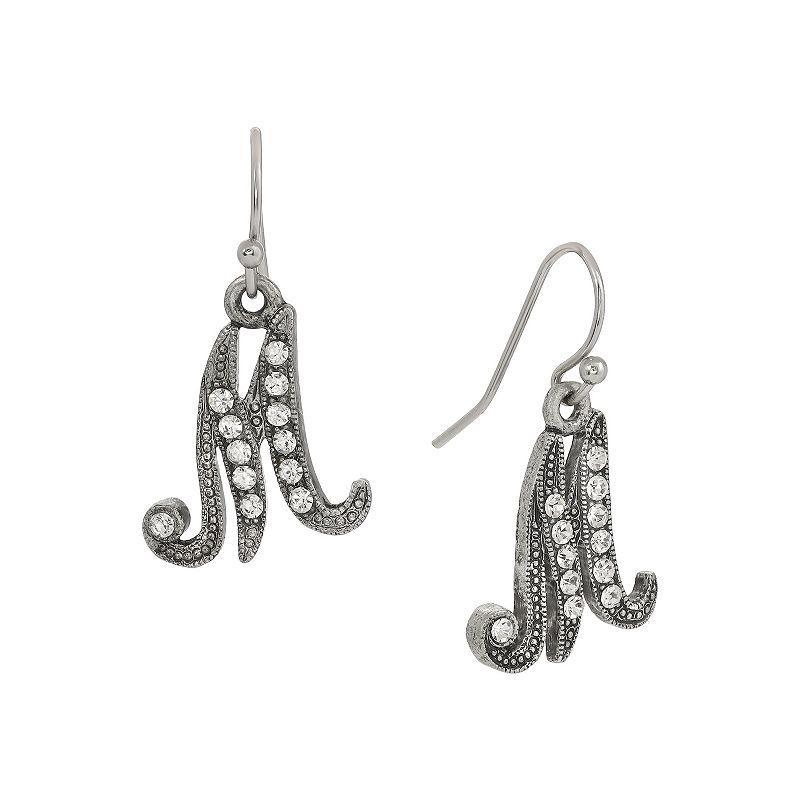 2028 Silver Tone Crystal Initial Wire Earring Product Image