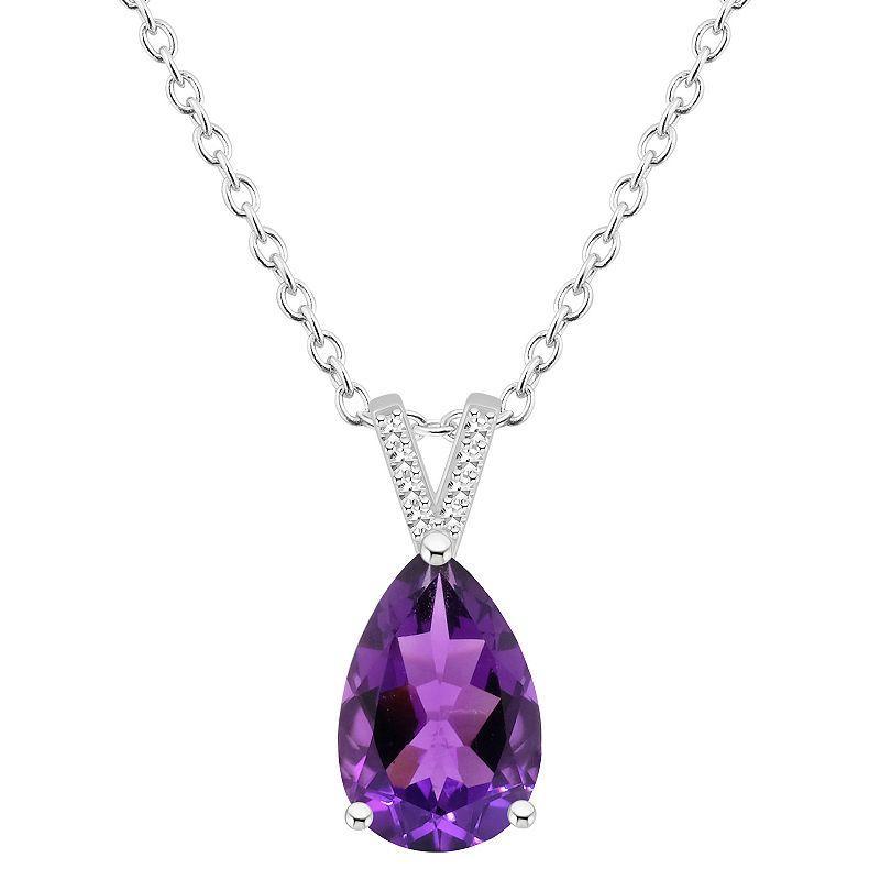 Macys Womens Amethyst (2-3/4 ct.t.w.) and Diamond Accent Pendant Necklace in Sterling Silver Product Image