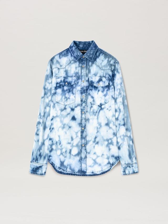 Summer denim Shirt in blue  - Palm Angels® Official  Product Image