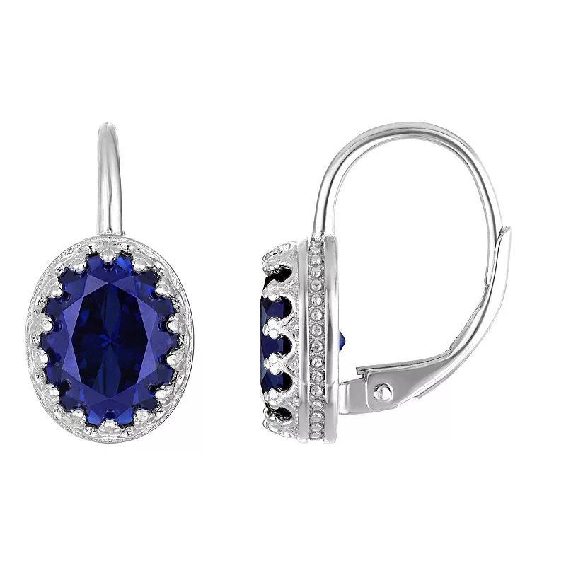 Designs by Gioelli Sterling Silver Gemstone Leverback Earrings, Womens, Cr White Blue Product Image