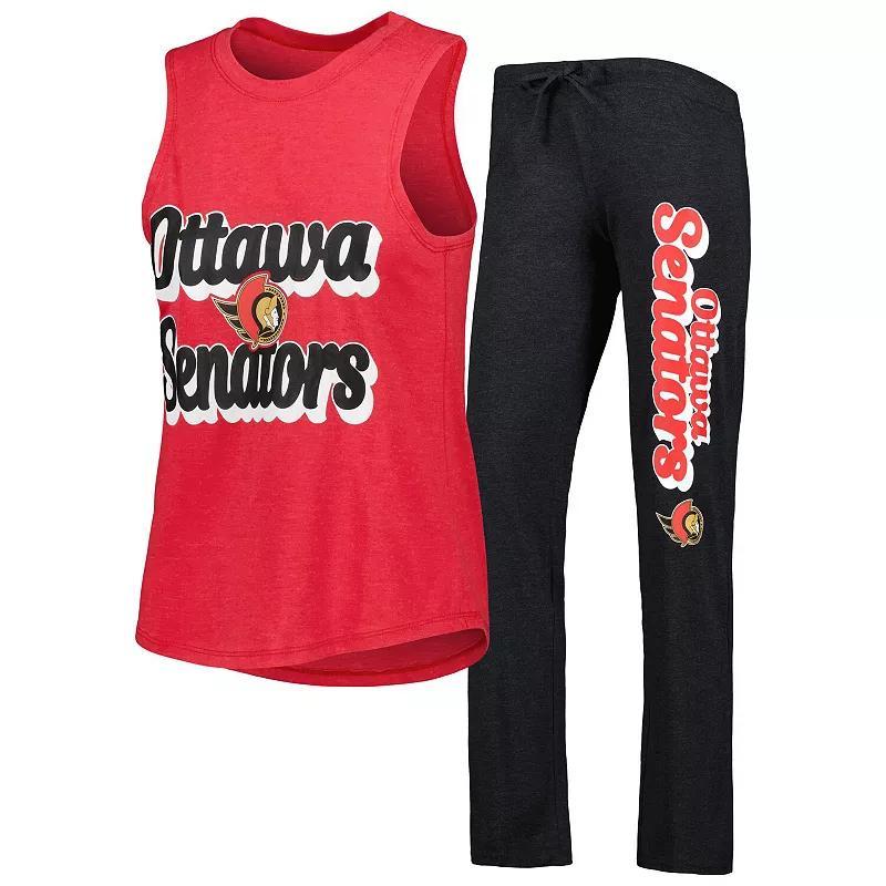 Womens Concepts Sport Heather /Heather Black Ottawa Senators Meter Muscle Tank Top & Pants Sleep Set Product Image