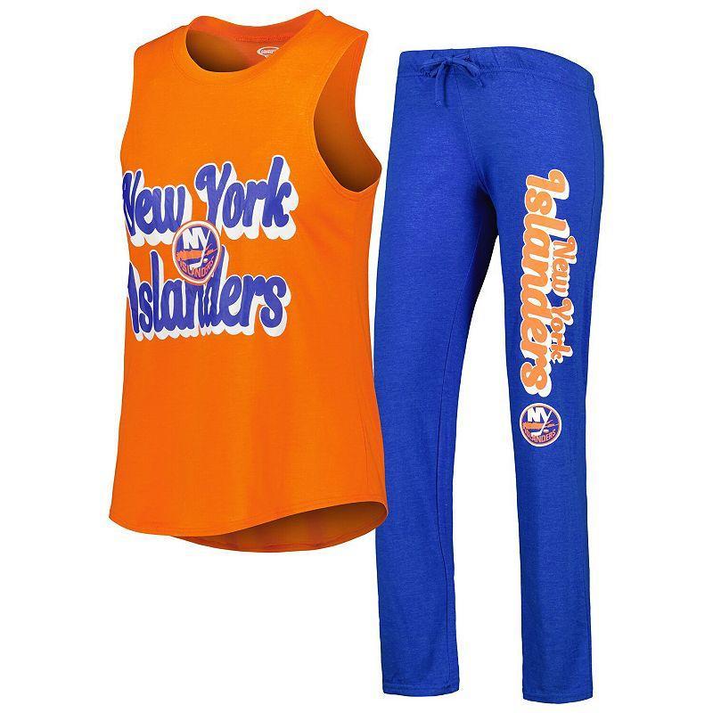 Womens Concepts Sport Heather Orange/Heather Royal New York Islanders Meter Muscle Tank Top & Pants Sleep Set ISL Orange Product Image