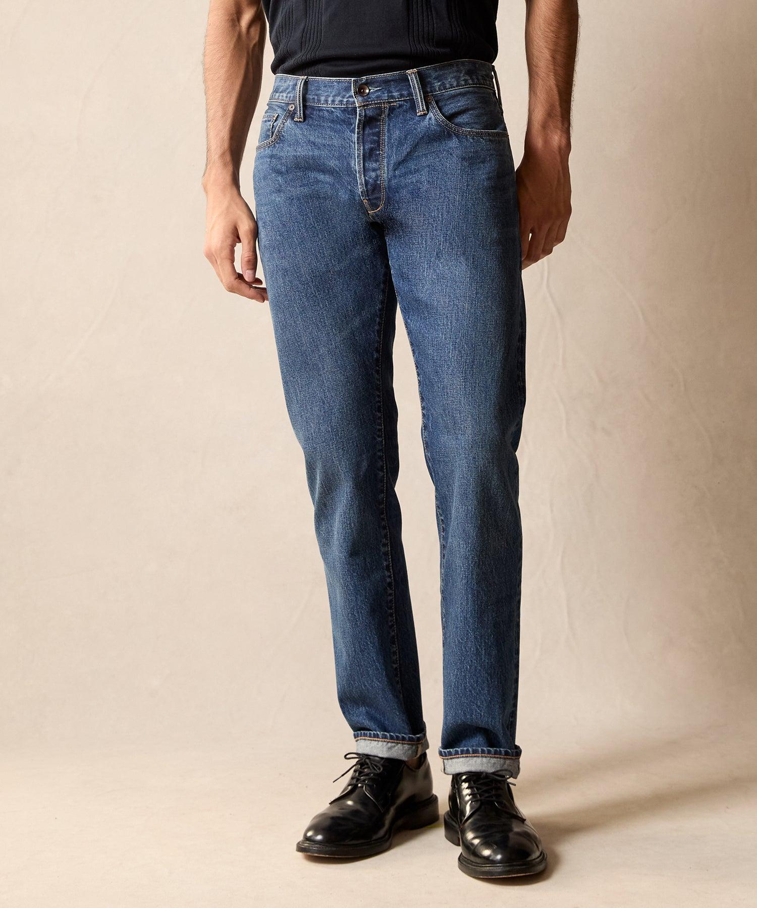 Slim Selvedge Jean in Mid-Blue Wash Product Image