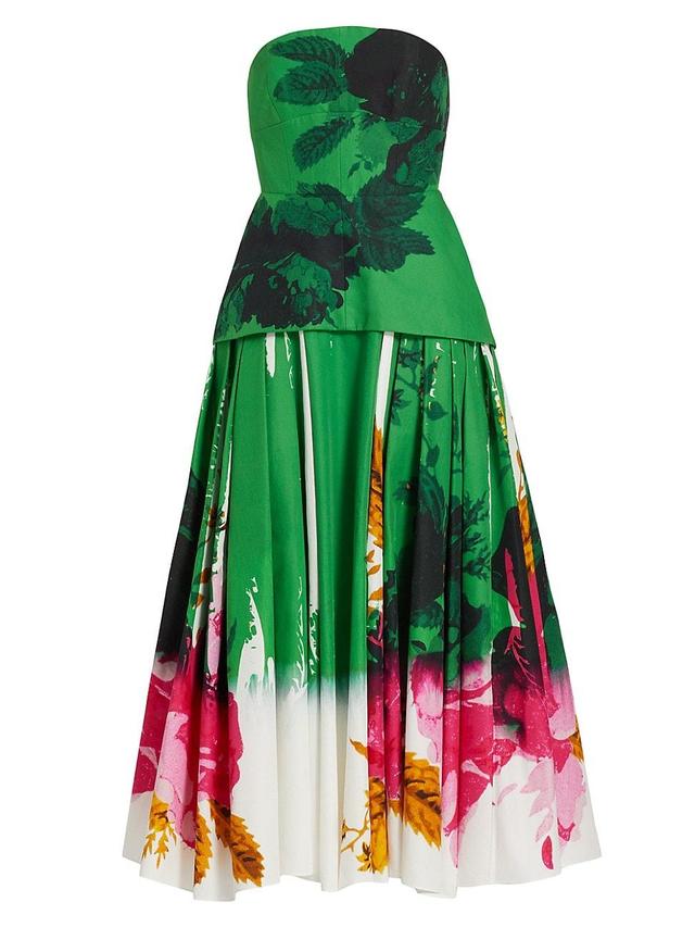 Womens Painted Floral Strapless Cocktail Dress Product Image