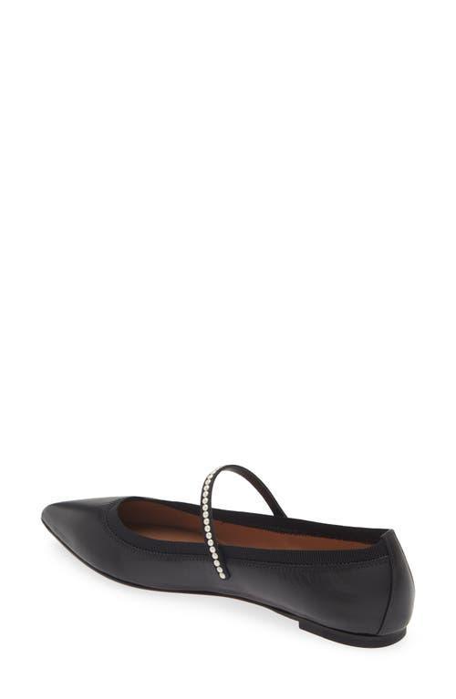 AQUAZZURA Romy Leather Pearly Mary Jane Ballerina Flats In Black Product Image