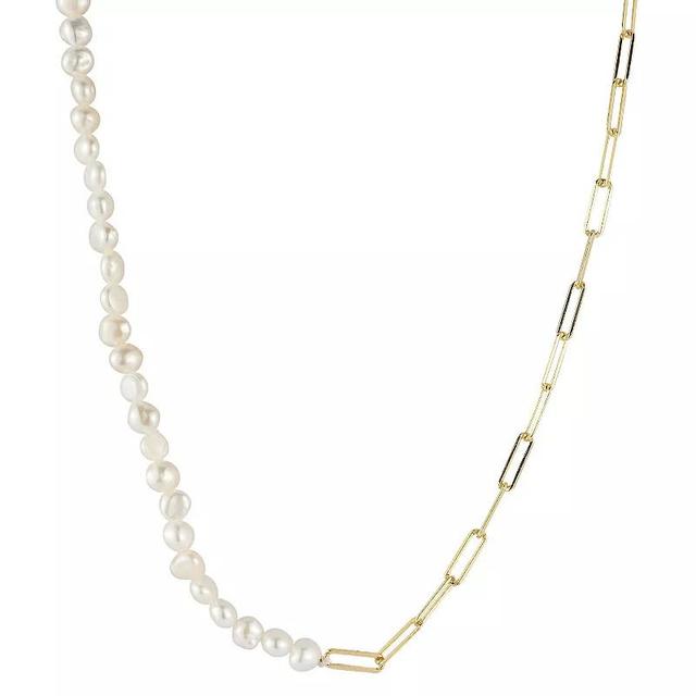 Sunkissed Sterling Freshwater Cultured Pearl & Link Chain Necklace, Womens Gold Tone Product Image