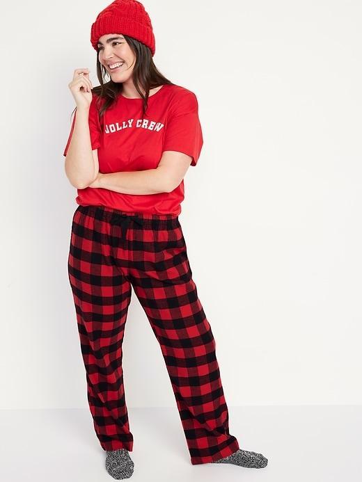 Mid-Rise Flannel Pajama Pants for Women Product Image