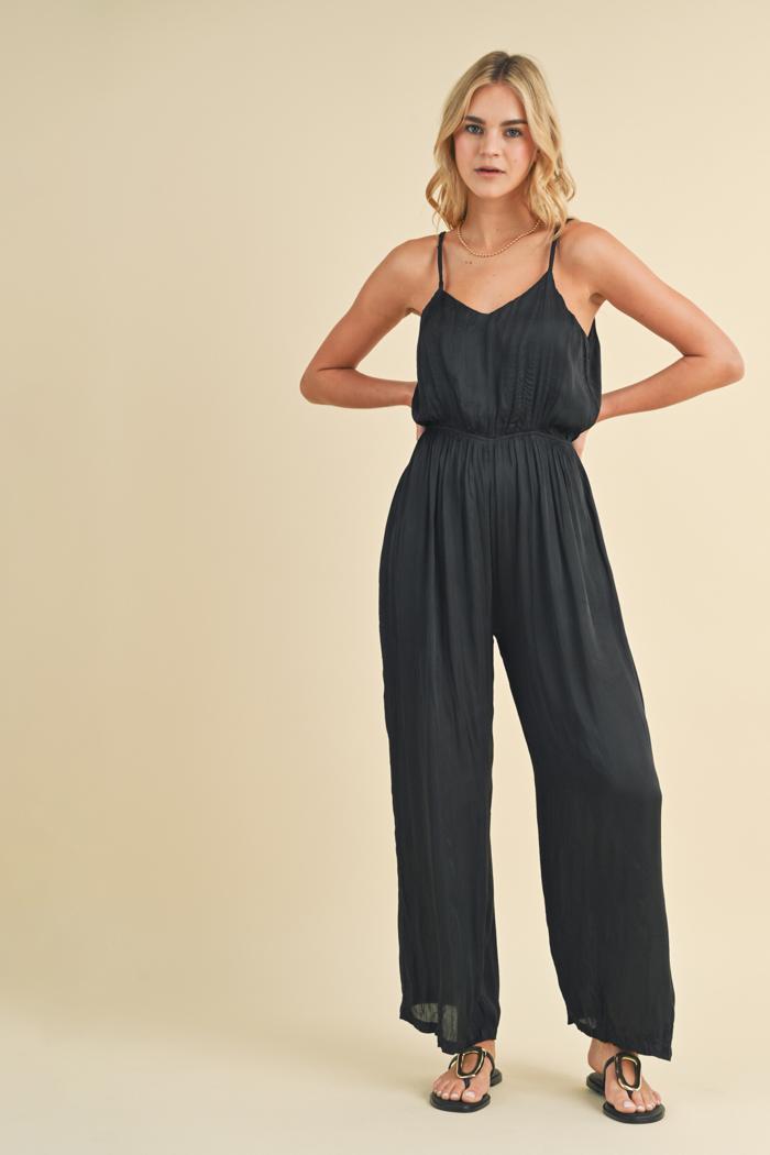 CRINKLE SATIN CAMI JUMPSUIT Product Image