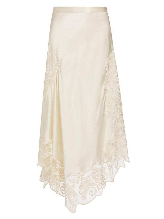 Womens Cressida Silk Lace-Paneled Midi-Skirt Product Image