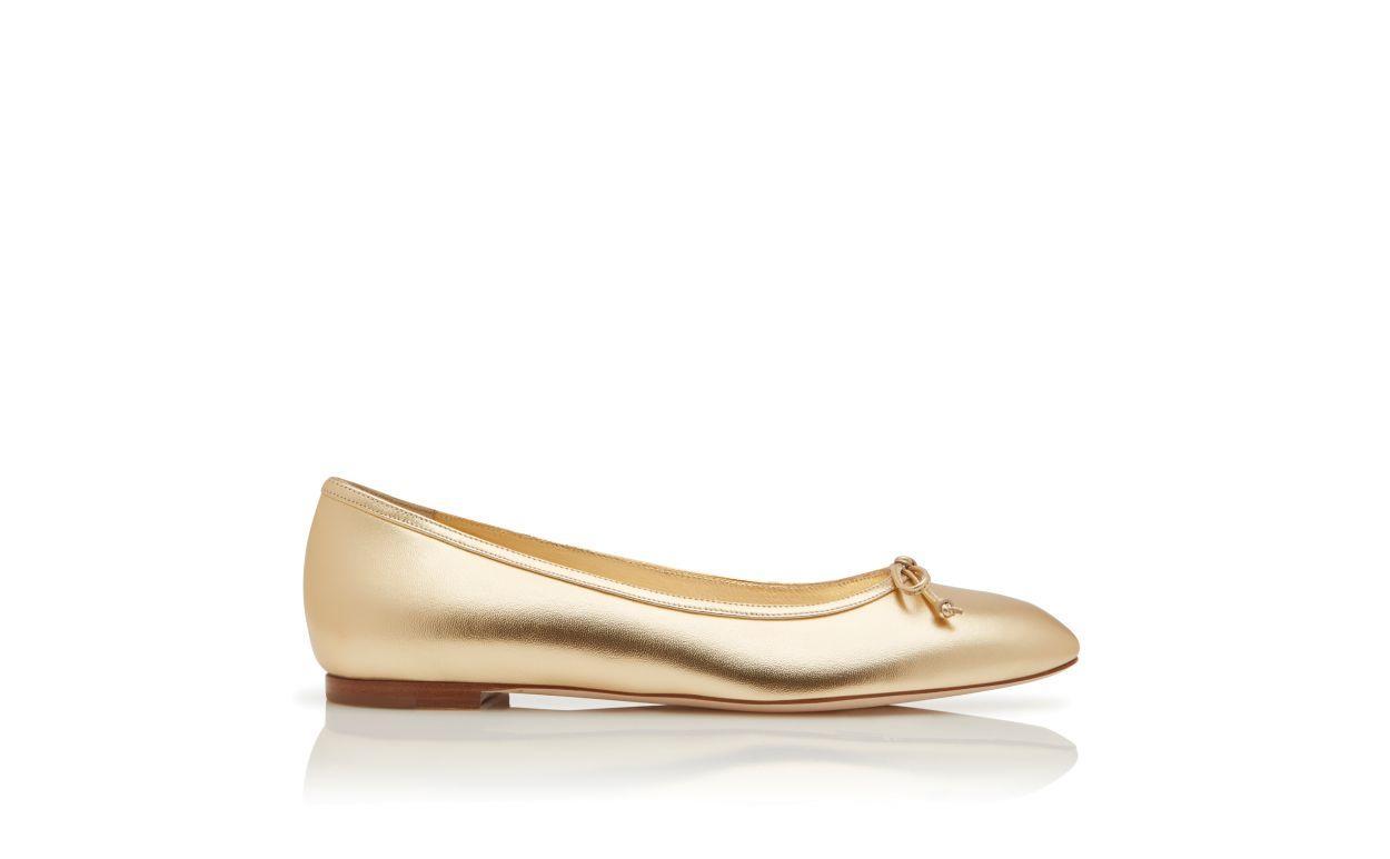 VERALLIM Gold Nappa Leather Ballerina Flats Product Image