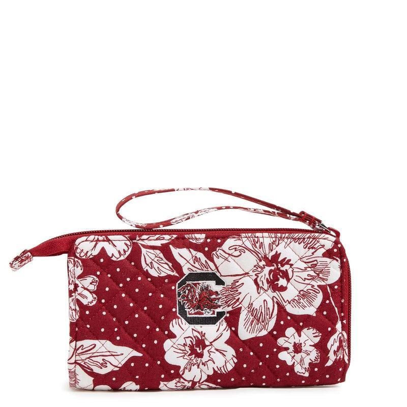 Vera Bradley Collegiate RFID Front Zip Wristlet Women in Cardinal/White Rain Garden with University of South Carolina Red/White Product Image