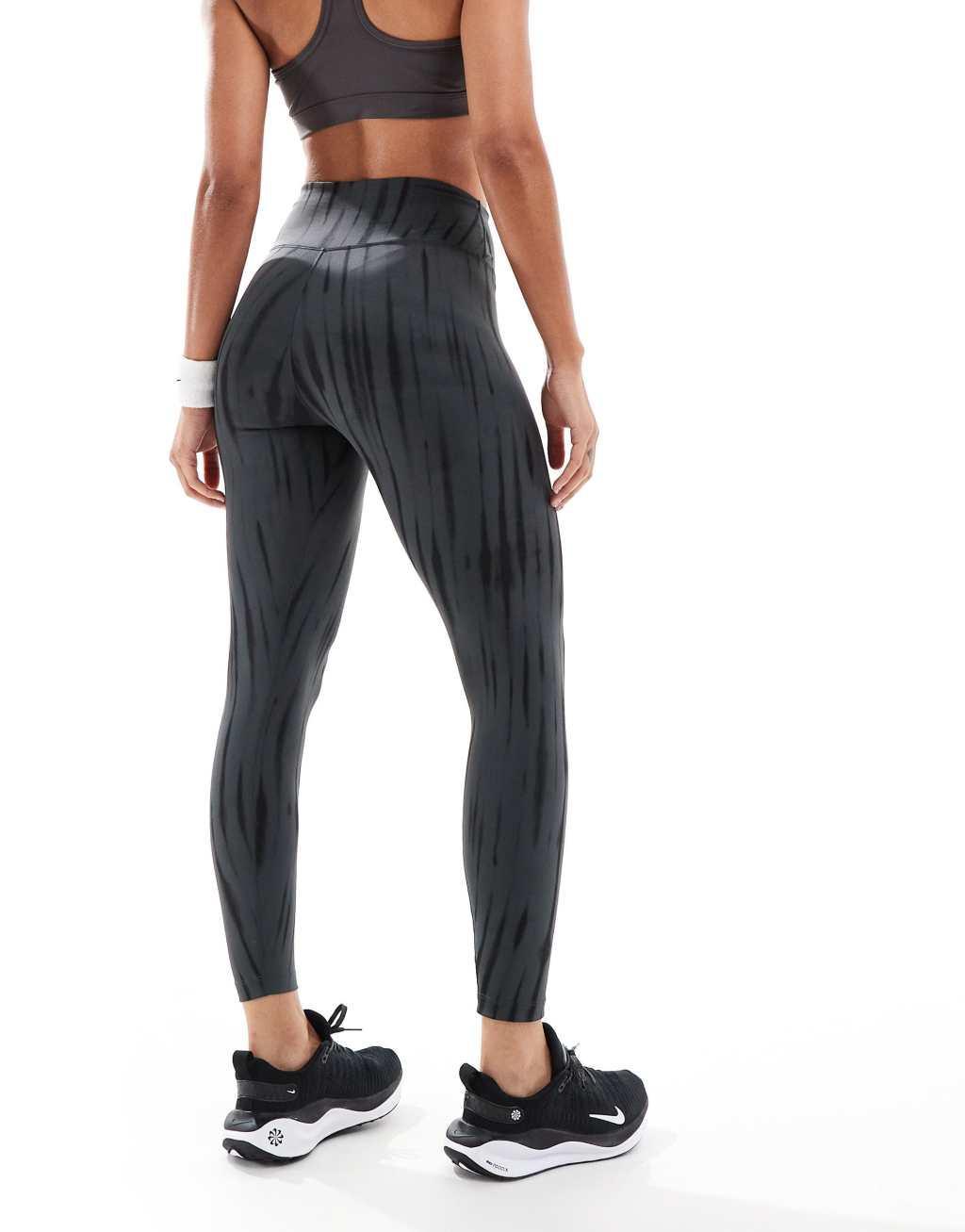 Nike Training One printed high-waisted 7/8 leggings in black Product Image