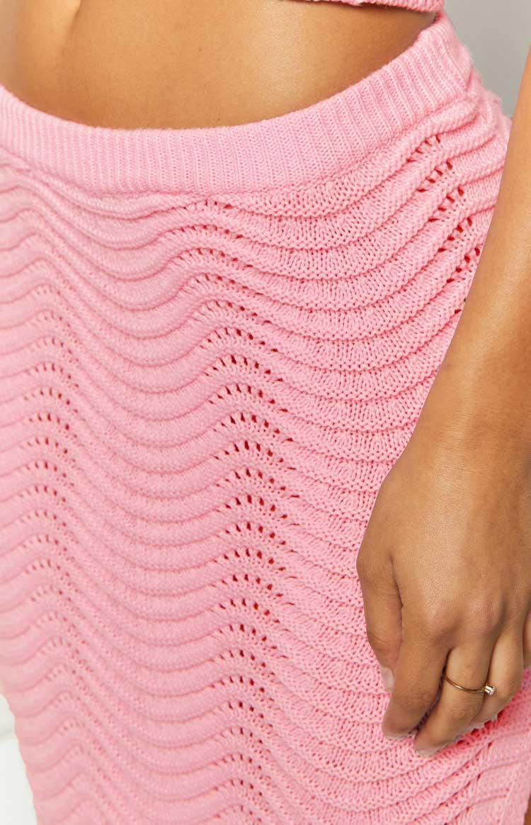 Deni Pink Knit Midi Skirt Product Image